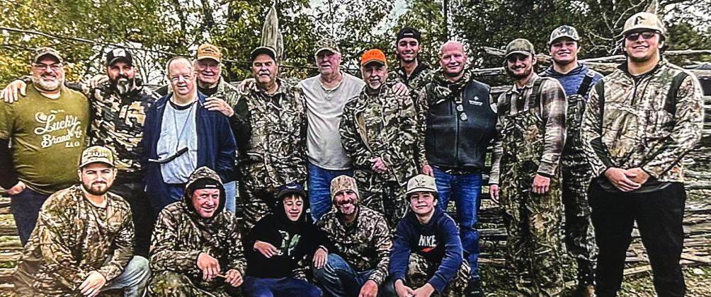 Pictured are three generations of family and friends of the Down The Road (DTR) gang during their November 2023 Thanksgiving Week hunt in West Texas. Pictured in the back row, from left: Jacob Dickinson, Mikey Dickinson, Jeremy Munsterman, Wren Munsterman, Bryan Dickinson, Gary Mays, Mike Dickinson, Tate Dickinson, Brent Ragas, Gavin Mays, Ben Ragas and Landon Thibodaux. Front row: Matthew Dickinson, David Mays, Rhett Audibert, Patrick Dickinson and Matthew Ragas.