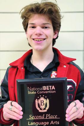 Ian Ballow BETA Club Convention attendee who placed second in 11th Grade Language Arts Division