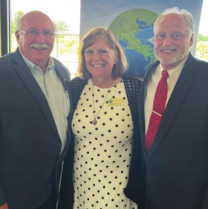 At the Plaquemines Association of Business and Industry (PABI) annual State of the Parish Address, Parish President Kirk Lepine updated local business owners on government issues mainly involving revenues, infrastructure and workforce. From left are PABI Executive Director Bob Thomas, PABI 2022 Chair Betsy Pavlovich and Lepine.