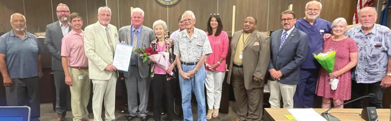 Proclamation recipient, Doris Lebouef, and her family pose with Plaquemines Parish officials on Thursday, June 9.