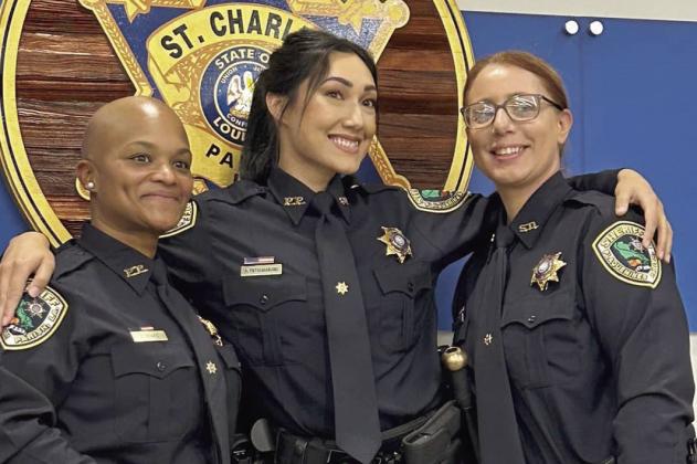 On Friday, November 17, Deputy Dawn Odaro, Deputy Alexis Pathumanond and Deputy Ashley Herleikson graduated from Class#2023-38oftheSt.CharlesParishSheriff'sOfficeRegional Police Academy. Congratulations to Deputy Pathumanond for being named the Valedictorian of the class! Pictured, from left: Deputy Dawn Odaro, Deputy Alexis Pathumanond and Deputy Ashley Herleikson.