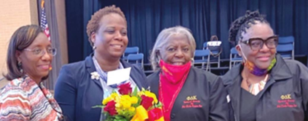 Members of National Sorority of Phi Delta Kappa Inc., Alpha Theta Chapter joined in the celebration of chapter member Dr. Stacey-Ann Barrett being named Plaquemines Parish 2022 Principal of the Year. Pictured, from left: Chapter member Maria M. Prout, Dr. Barrett, Chapter member Barbara B. Brown and Chapter president Sharron Parker.