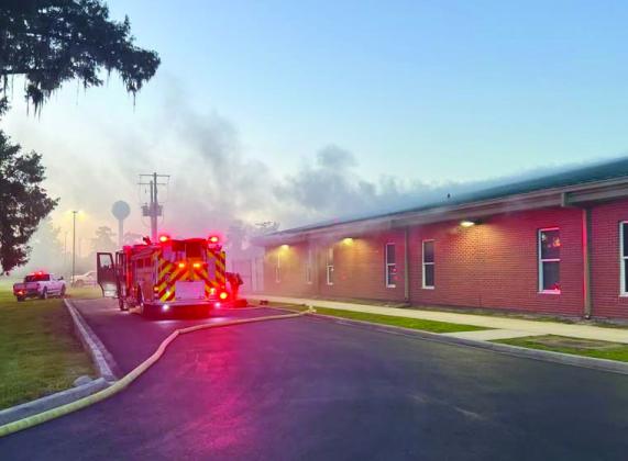 Belle Chasse Elementary School was hit by a . re in the evening of September 17, causing a plume of smoke to rise from the building and leaving behind signi. cant damage to at least one room.
