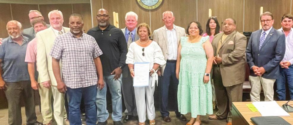 Photos courtesy of Justin Walton. The family members of Winnie Ancar accept proclamation from Plaquemines Parish officials on Thursday, June 9.