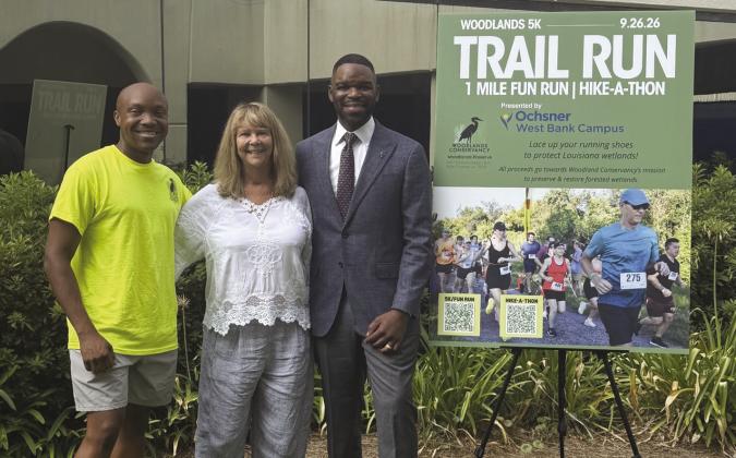 From left: Guy Davis, Vice President, Woodlands Conservancy, Katie Brasted, Executive Director, Woodlands Conservancy, Kelly Haynie, CEO, Ochsner Medical Center - West Bank Campus