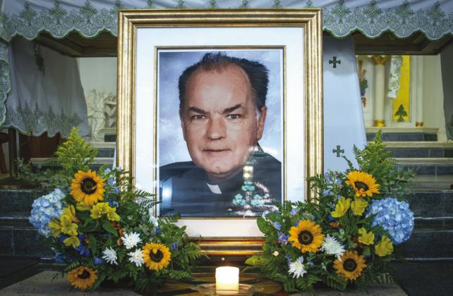 Dozens of friends and community members came to pay their final respects to Father Gerry Stapleton during his memorial on Oct. 27th at St. Patrick's Catholic Church. Photo taken by Tracy Newby