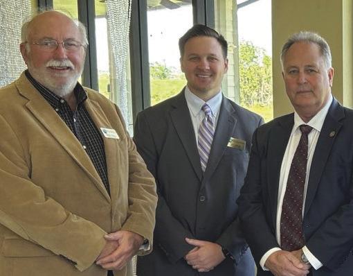 Parish President Keith Hinkley o ered his annual State of Parish address to the Plaquemines Association of Business and Industry last week touting his administration's progress in a variety of areas. From left are PABI Executive Director Bobby Thomas, 2025 PABI Chair Tray Ansardi and President Hinkley.