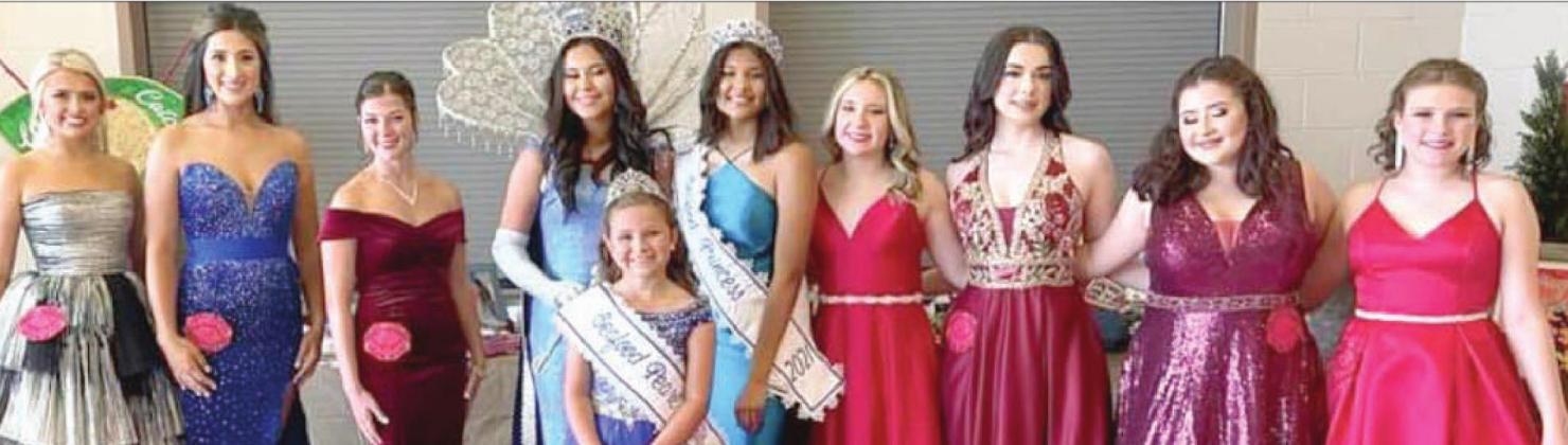 Pictured are the 2022 contestants with 2021 Royalty: Alyana Robichaux, Catherine Blondiau, Rebecca Dobson, 2021 Queen Kristin Nash, 2021 Seafood Pearl Ava Rodi, 2021 Princess Lyric Davis, Carlea’ Holder, Amy Hochhalter, Kadence Tassin and Camille Maynard. 