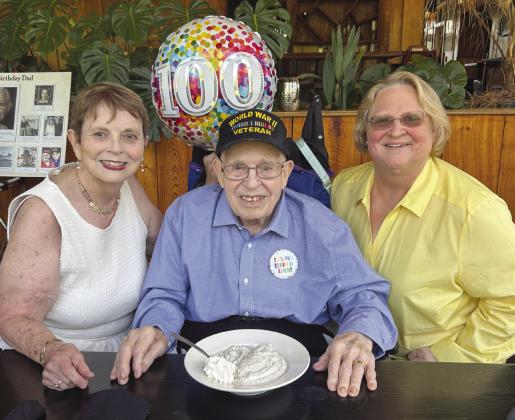 Charles and his daughters, Patricia and Shelia, celebrated his 100th Birthday at Restaurant des Familles in August.