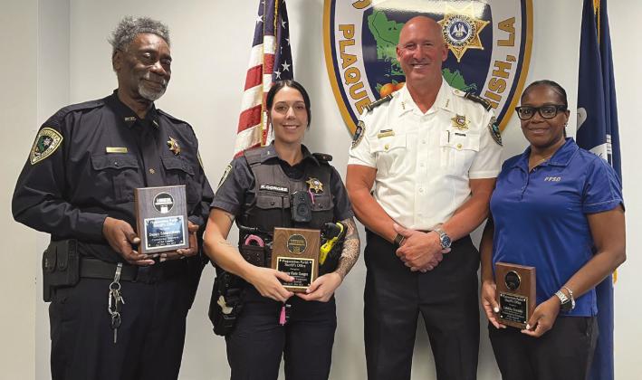 From left: Corrections – Deputy Edward Handy, Enforcement – Deputy Katie Gongre, Sheri Jerry Turlich and Administration  Lakrisha Franklin.