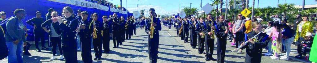 Belle Chasse Academy Marching Band in the Krewe of Little Rascals on Sunday, February 5, in Metairie.