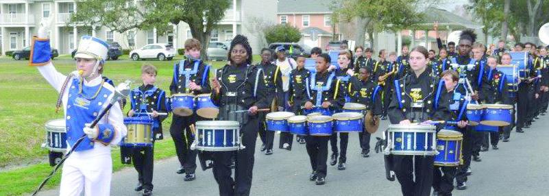 BCA Marching Band in the Plaquedilla Parade on NASJRB New Orleans in Belle Chasse