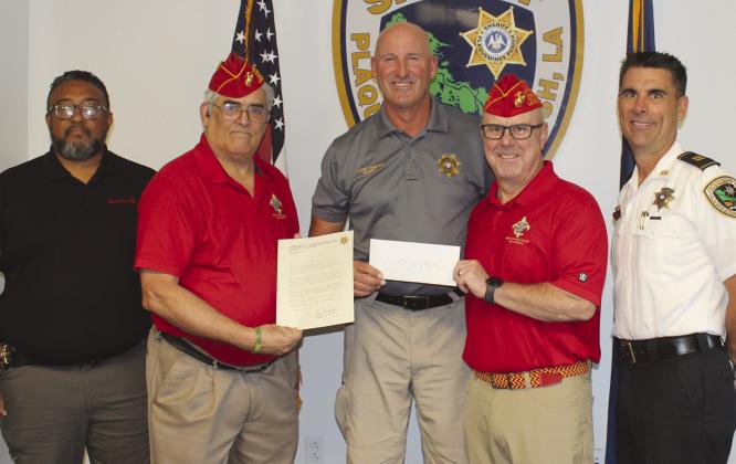 From Left: Sergeant Norman Phillips, Charlie Firneno, Sheri Jerry Turlich, Commandant Matthew Voss &amp; Captain Mark Sauer