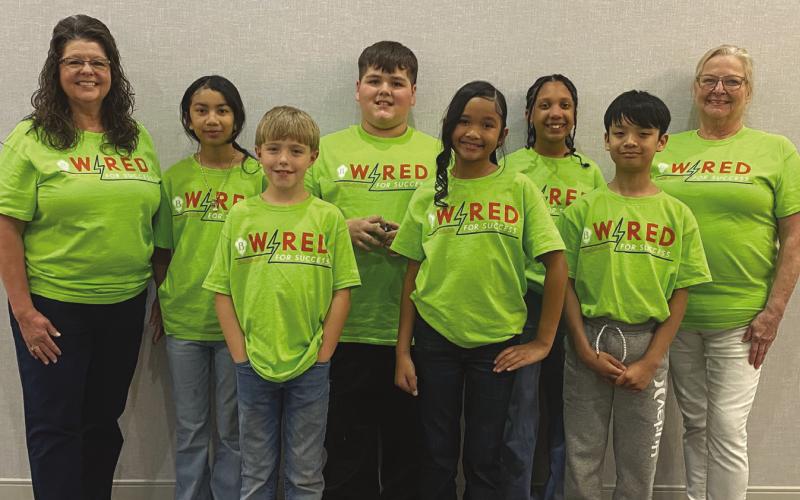 Elementary Beta members: Tammy Goodman; sponsor, Dara Sreiy, Weston DeVillier, Brody Cheramie, Avarie Om, Zaria Bartholomew, Vinh Tang, Pamela Rigaud; co-sponsor.