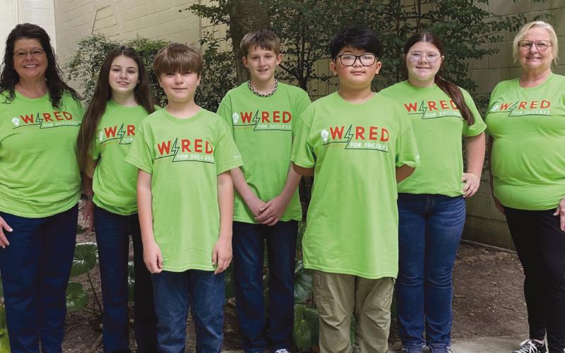 Junior Beta members: Tammy Goodman; sponsor, Abigail Easley, Wyatt DeVillier, Luke Armstrong, Kalsen Om, Joleigh Buras, Pamela Rigaud; cosponsor.