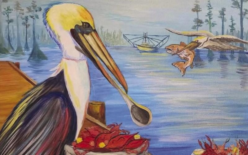 Created by local artist, Lauren Palmisano Cloutet, the 2026 Seafood Festival poster shows the culture of Plaquemines.