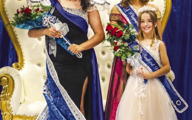 The Plaquemines Parish Seafood Festival has a new royal court for 2026! From left: Seafood Queen Sarah Hamdy, Teen Queen Lyric Davis, and Pearl Sophia Covington.