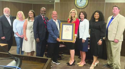 During the July 10 Plaquemines Parish council meeting, LED representative Pat Witty presented a certificate of achievement to PPG Economic Development Director Kelly DiMarco and the Economic Development Steering Committee in honor of their hard work and dedication.