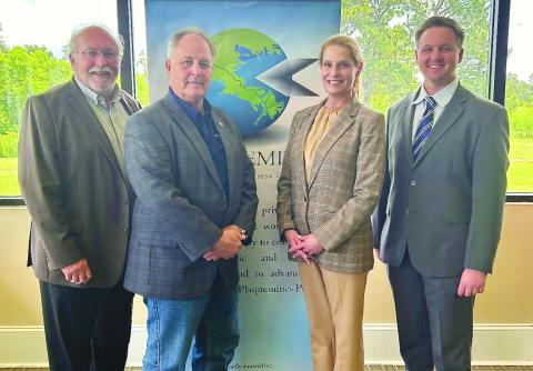 The Plaquemines Association of Business and Industry (PABI), heard an update from the parish's coastal director, Kimberly Buck, at its August membership meeting. Buck discussed ongoing levee and coastal work as well as future projects during the meeting. From left are PABI Executive Director Bobby Thomas, Parish President Keith Hinkley, Buck and PABI 2205 Chair Tray Ansardi.
