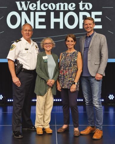 From left: Captain Eric Becnel, Kasey Bealer, Carol Bailey and Pastor Danny Dickson.