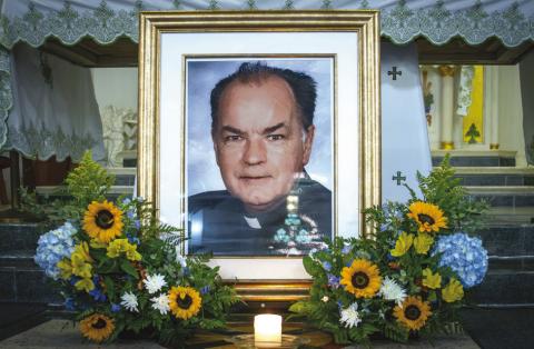Dozens of friends and community members came to pay their final respects to Father Gerry Stapleton during his memorial on Oct. 27th at St. Patrick's Catholic Church. Photo taken by Tracy Newby
