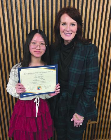 From left: Gia Nguyen and Superintendent Dr. Shelley Ritz.