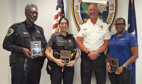 From left: Corrections – Deputy Edward Handy, Enforcement – Deputy Katie Gongre, Sheri Jerry Turlich and Administration  Lakrisha Franklin.