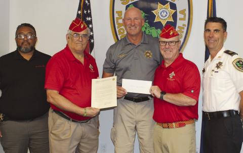 From Left: Sergeant Norman Phillips, Charlie Firneno, Sheri Jerry Turlich, Commandant Matthew Voss &amp; Captain Mark Sauer