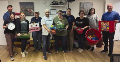 One of the Kiwanis service projects involved members helping clean and tidy the Plaquemines Community C.A.R.E. Center.