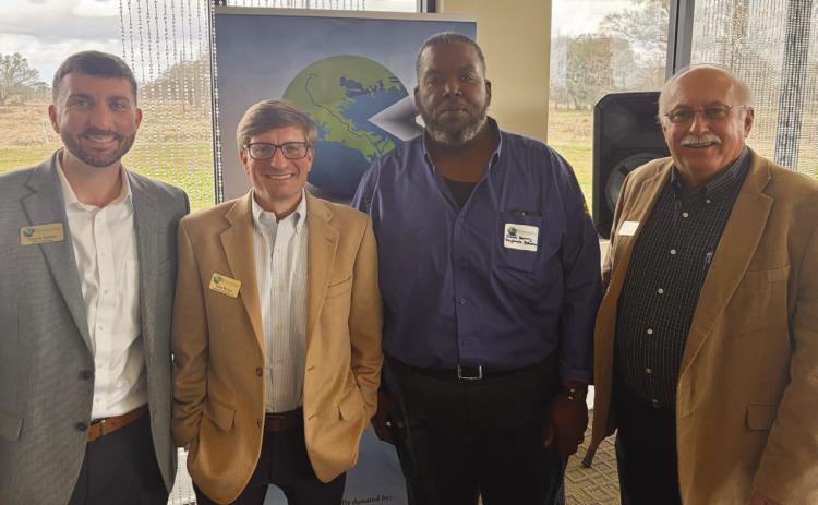 Plaquemines Association of Business and Industry (PABI) heard a presentation from Daybrook Fisheries at their most recent meeting. Daybrook has recently participated in several studies to assess the industry's eects on the coastal habitat. From left are 2026 PABI Chair Patrick Mathes, Daybrook Technical Director Jason Walker, Operations Manager Travis Harvey, and PABI Executive Director Bobby Thomas.