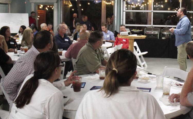Residents listen to CPRA members discuss the 2023 Louisiana Coastal Plan at The Cypress Room at Lil G’s Restaurant in Belle Chasse. Photos by Amber Prattini Wallo