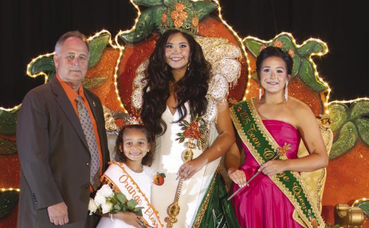 From left to right: 2025 Orange King Keith Hinkley, Orange Blossom Mia Brown, Orange Queen Kristin Nash, and Teen Queen Emmie Gondrella. Photo by Tracy Newby