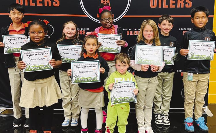 Boothville-Venice Elementary Announces January Students of the Month