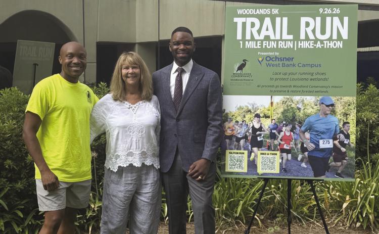 From left: Guy Davis, Vice President, Woodlands Conservancy, Katie Brasted, Executive Director, Woodlands Conservancy, Kelly Haynie, CEO, Ochsner Medical Center - West Bank Campus