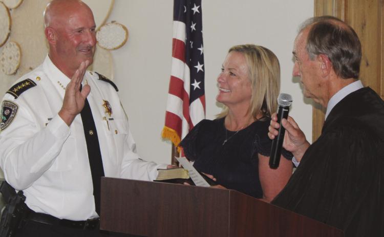 Sheri Jerry Turlich, beside wife Poppi Turlich, was sworn in as the 2025-26 President of the Louisiana Sheris' Association (LSA) on June 18.