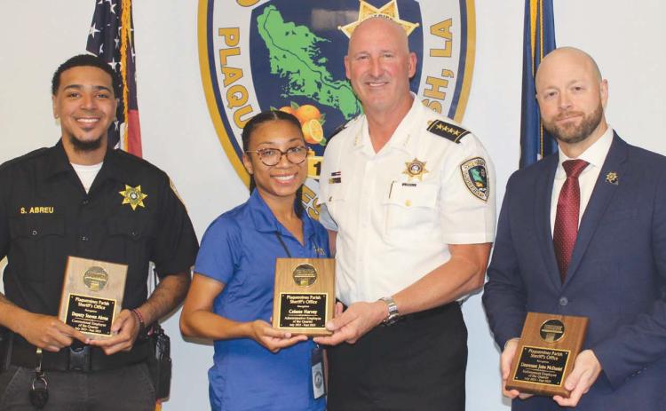 From left: Deputy Steven Abreu, Celeste Harvey, Sheri Jerry Turlich &amp; Lt. John McDaniel.
