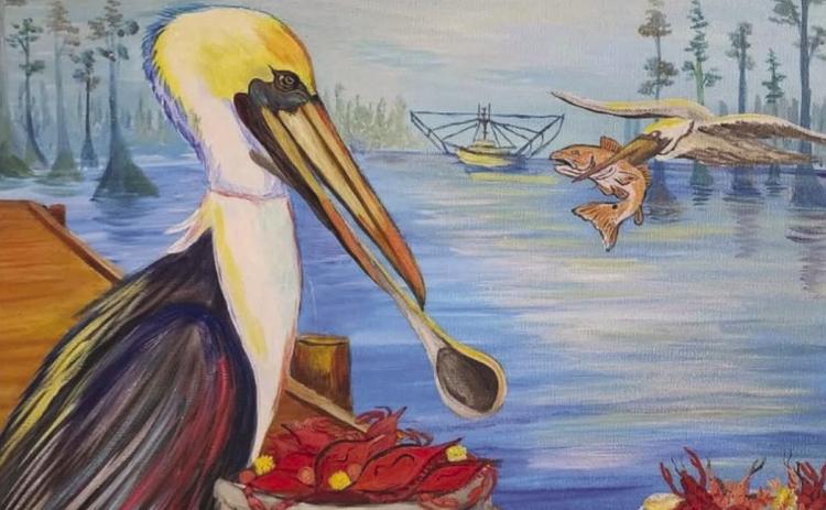 Created by local artist, Lauren Palmisano Cloutet, the 2026 Seafood Festival poster shows the culture of Plaquemines.