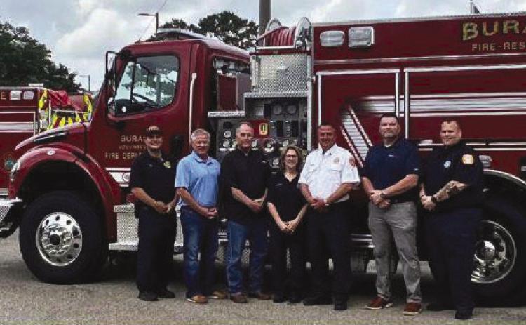 Parish President Keith Hinkley accepts Fire Truck Donation from Venture Global.