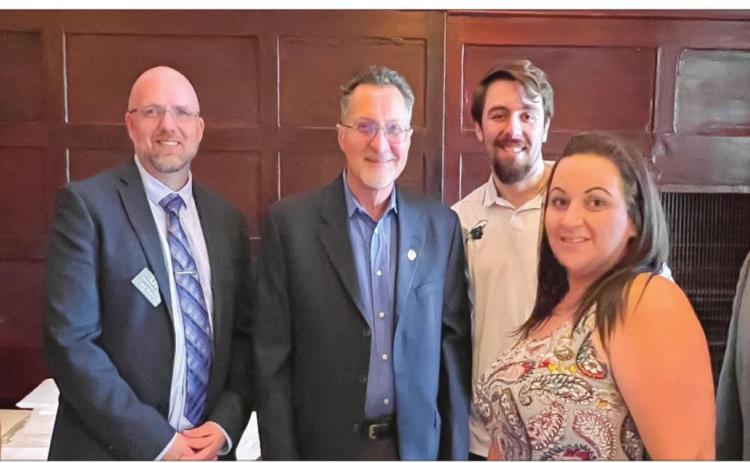 Pictured, from left: Amber Prattini Wallo (Reporter &amp; Public Notice Clerk of the Gazette), Jerry Raehal (LPA Executive Director), Gazette Co-publisher Norris Babin, Justin Walter (Gazette Reporter), Brandi Rollo (Graphic Designer of the Gazette) and Mike Rood (LPA General Manager).