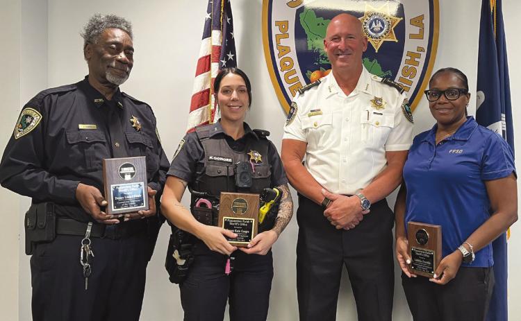 From left: Corrections – Deputy Edward Handy, Enforcement – Deputy Katie Gongre, Sheri Jerry Turlich and Administration  Lakrisha Franklin.