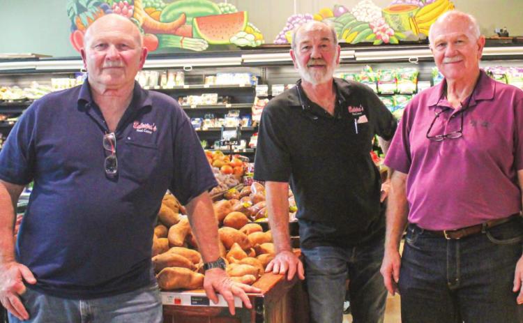 Brothers Sal, Ralph and Joe Balestra in produce department at store. The brothers have been managing the store non -stop for recent years until the sale of the family’s business last week. Photo by Brandi Rollo