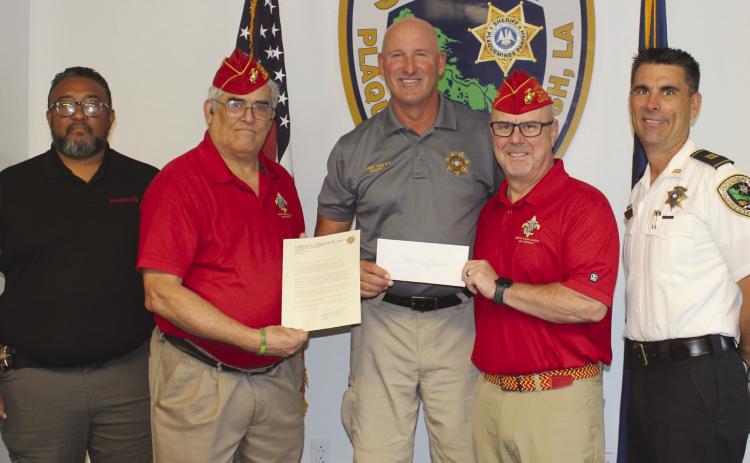 From Left: Sergeant Norman Phillips, Charlie Firneno, Sheri Jerry Turlich, Commandant Matthew Voss &amp; Captain Mark Sauer